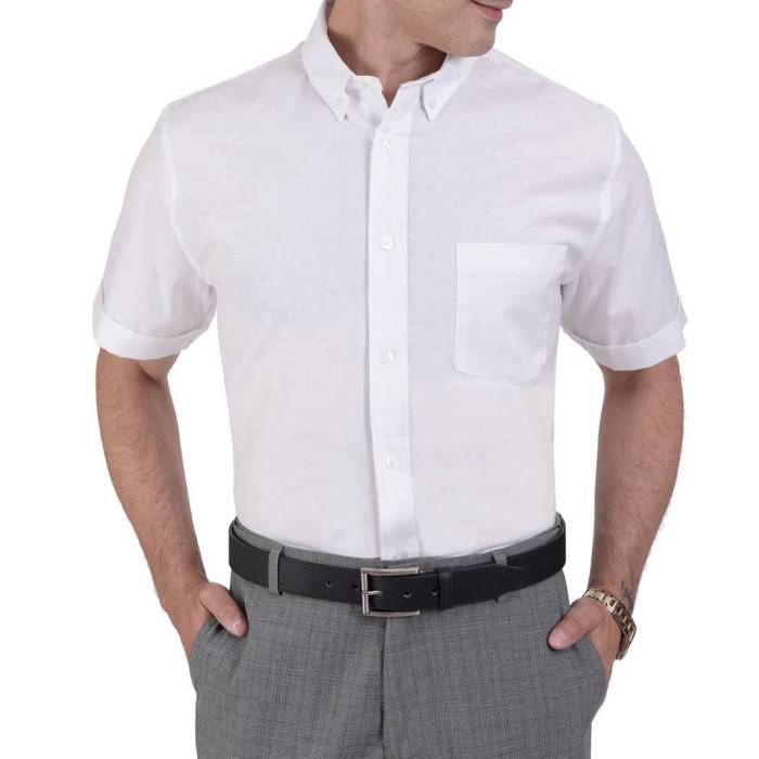 Mens short sleeve dress shirt with tie