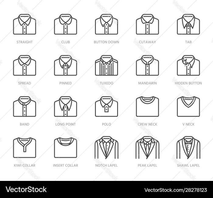 Types of collars on men's dress shirts